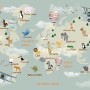 Kids World Atlas with Animals Wallpaper Mural