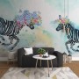 Colorful Flowery Zebra Wallpaper Mural