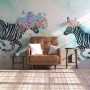 Colorful Flowery Zebra Wallpaper Mural