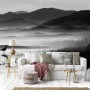 Monochrome Dark Lake Landscape Wallpaper Mural