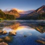Mountain and Lake Landscape in the Sunrise Wallpaper Mural