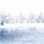 Watercolor Winter Landscape and Lake Wallpaper Mural