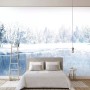 Watercolor Winter Landscape and Lake Wallpaper Mural