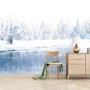 Watercolor Winter Landscape and Lake Wallpaper Mural