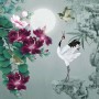 White Stork and Purple Flowers Wallpaper Mural