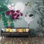White Stork and Purple Flowers Wallpaper Mural