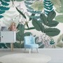 3D Look Tropical Leaf Drawing Art Wallpaper Mural