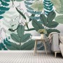 3D Look Tropical Leaf Drawing Art Wallpaper Mural