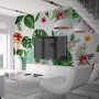 Colorful Mirabilis Flowers and Tropical Leaves Wallpaper Mural