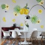 Yellow Lemon with Lily Florals Wall Decal Sticker