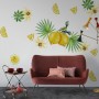 Yellow Lemon with Lily Florals Wall Decal Sticker