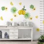 Yellow Lemon with Lily Florals Wall Decal Sticker