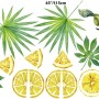 Yellow Lemon with Lily Florals Wall Decal Sticker