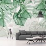 Light Green Tropical Leaves Wallpaper Mural