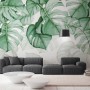 Light Green Tropical Leaves Wallpaper Mural