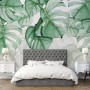 Light Green Tropical Leaves Wallpaper Mural