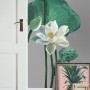 Watercolor White Lotus Floral and Leaves Wall Decal Sticker