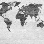 Black White Brick World Maps Wallpaper Mural