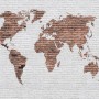 White Brown Brick World Maps Wallpaper Mural