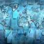 3D Effect Blue World Map Wallpaper Mural