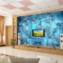 3D Effect Blue World Map Wallpaper Mural