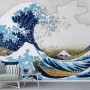 Vintage Wave Drawing Wallpaper Mural
