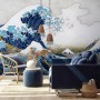 Vintage Wave Drawing Wallpaper Mural