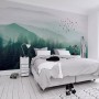 Misty Green Forest with Birds Wallpaper Mural