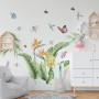 Cute Tropical Leaves and Flowers Wall Decal Sticker