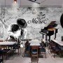Dark Music Notes with Piano Wallpaper Mural