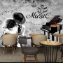 Dark Music Notes with Piano Wallpaper Mural