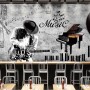 Dark Music Notes with Piano Wallpaper Mural