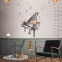 Watercolor Piano and Trumpet with Colorful Music Notes Wall Decal Sticker