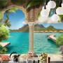 3D Look Sea Landscape with Lux Arabian Arches Wallpaper Mural