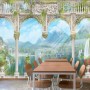 Lake Landscape on the Swan with European Style White Arches Wallpaper Mural