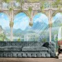 Lake Landscape on the Swan with European Style White Arches Wallpaper Mural