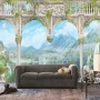 Lake Landscape on the Swan with European Style White Arches Wallpaper Mural