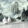 Misty Chinese Mountain Landscape and Waterfalls Wallpaper Mural
