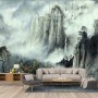 Misty Chinese Mountain Landscape and Waterfalls Wallpaper Mural