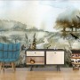 Watercolor Style Botanical Landscape Wallpaper Mural