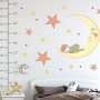 Nursery Smiling Moon with Orange and Yellow Stars Wall Decal Sticker