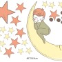 Nursery Smiling Moon with Orange and Yellow Stars Wall Decal Sticker