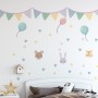 Nursery Cute Animals with Colorful Bunting and Triangle Flags Wall Decal Sticker