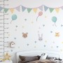 Nursery Cute Animals with Colorful Bunting and Triangle Flags Wall Decal Sticker