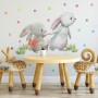 The Cute Bunny Reading Books with Colorful Polka Dots Kids Wall Decal Sticker