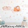Nursery Watercolor Sleeping Giraffe and Clouds with Little Stars Wall Decal Sticker