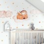 Nursery Watercolor Sleeping Giraffe and Clouds with Little Stars Wall Decal Sticker