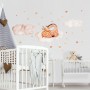 Nursery Watercolor Sleeping Giraffe and Clouds with Little Stars Wall Decal Sticker