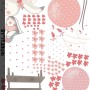 Cute Bunny with Pink Balloons and Little Flowers Wall Decal Sticker