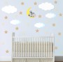 White Cloud and Stars Wall Decal Sticker